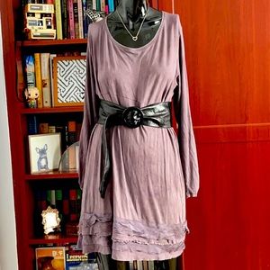 Cotton purple long sleeve dress